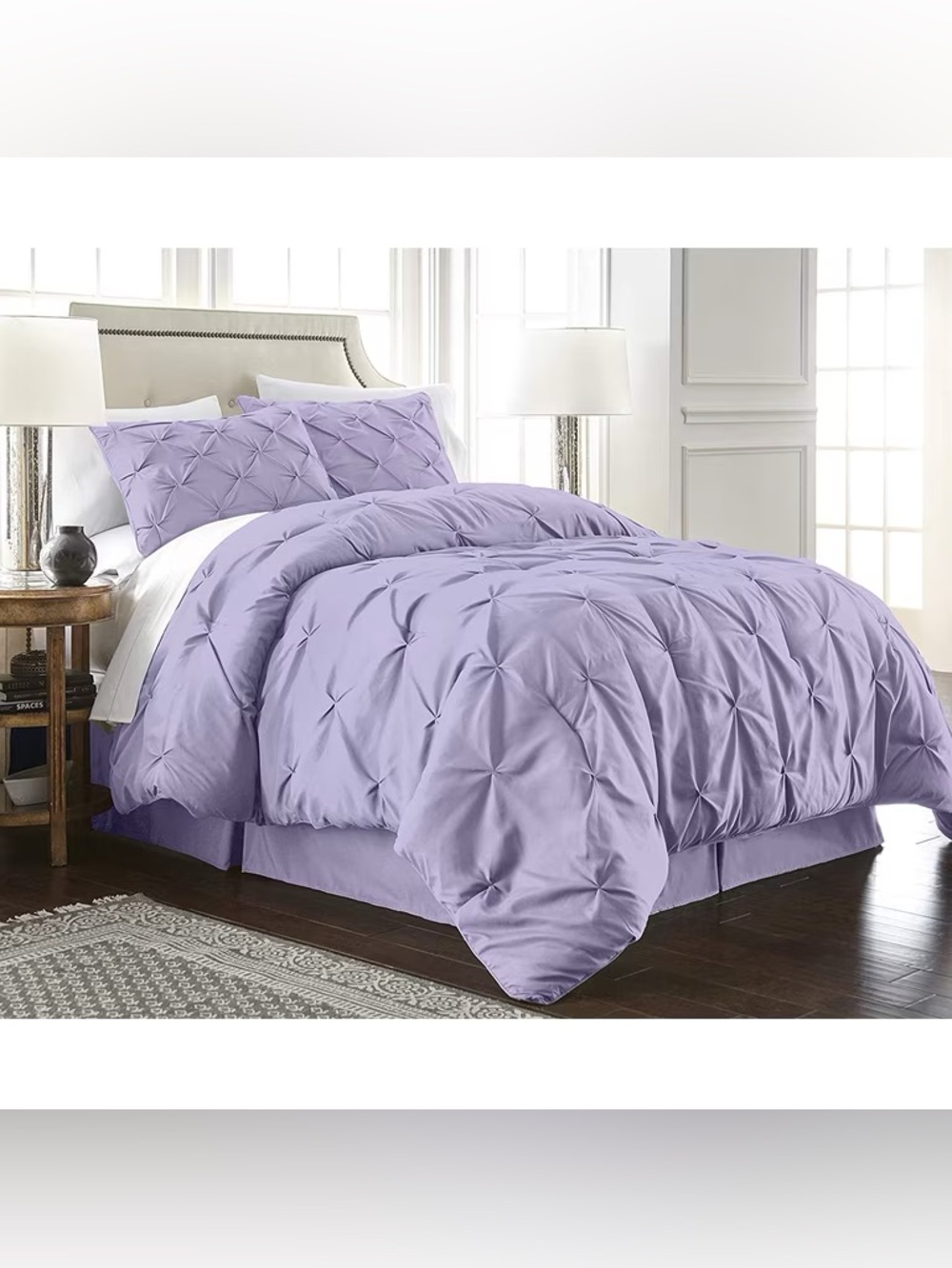 Lavender Pinch-Pleat king 3 piece duvet Set